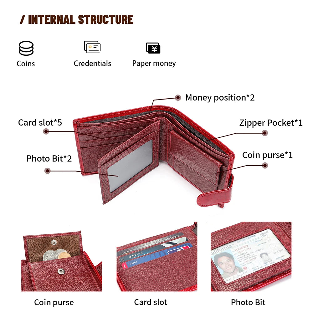 WESTAL Leather Wallet Short Fashion Large Capacity Patent Leather Wallet Multi-Functional Two-Fold Women's Wallet
