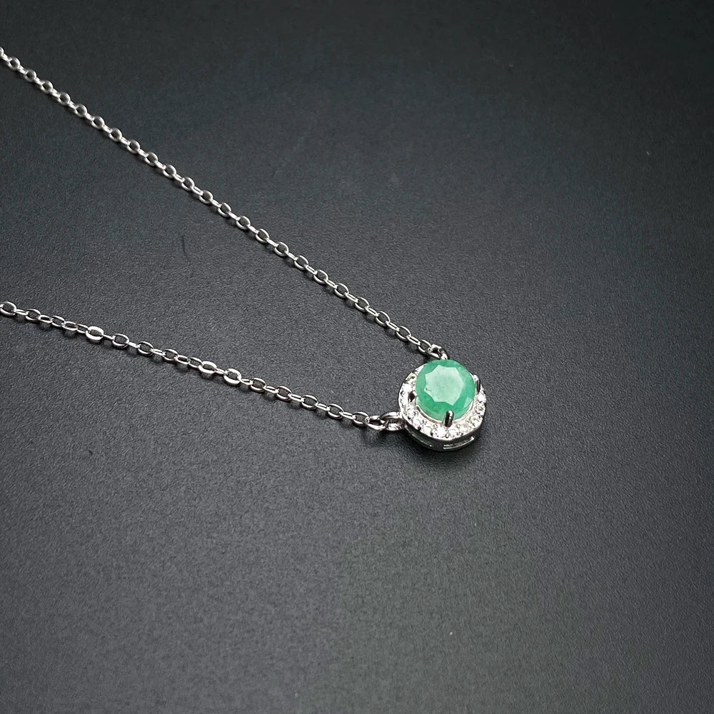 Elegant Natural Emerald Jewelry Sets Sterling 925 Silver Gemstone 5mm Fine Jewelry for Women Party Wedding Fine Jewelry Gift