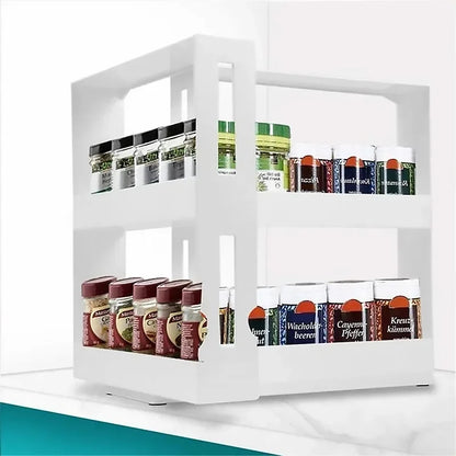 Rotating Double Storage Food Rack Spice Storage Shelf for Kitchen Bathroom Delicate