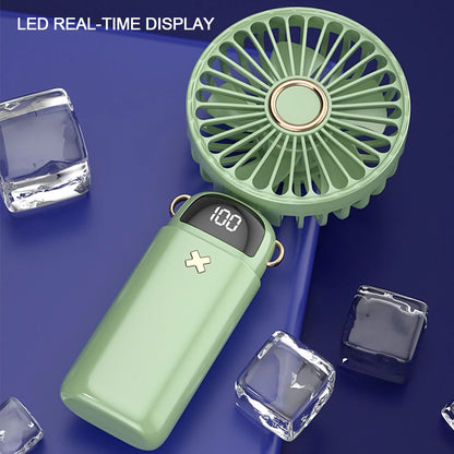Portable Mini Handheld Fan with Desktop Phone Holder 1800mAh Electric Fan 3-speed USB Charging Outdoor Neck Hanging Cooling Fan