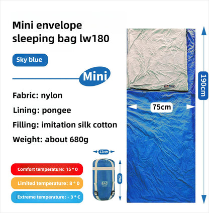 Mini Adult Sleeping Bag Travel Mountaineering Outdoor Camping Down Cotton Dirty Sleeping Bag Machine Washable Splicing