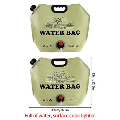Camping Foldable Water Bag with Bottle Tap 8L Outdoor Hiking Water Bucket Bag Large Capacity Water Container Camping Supplies