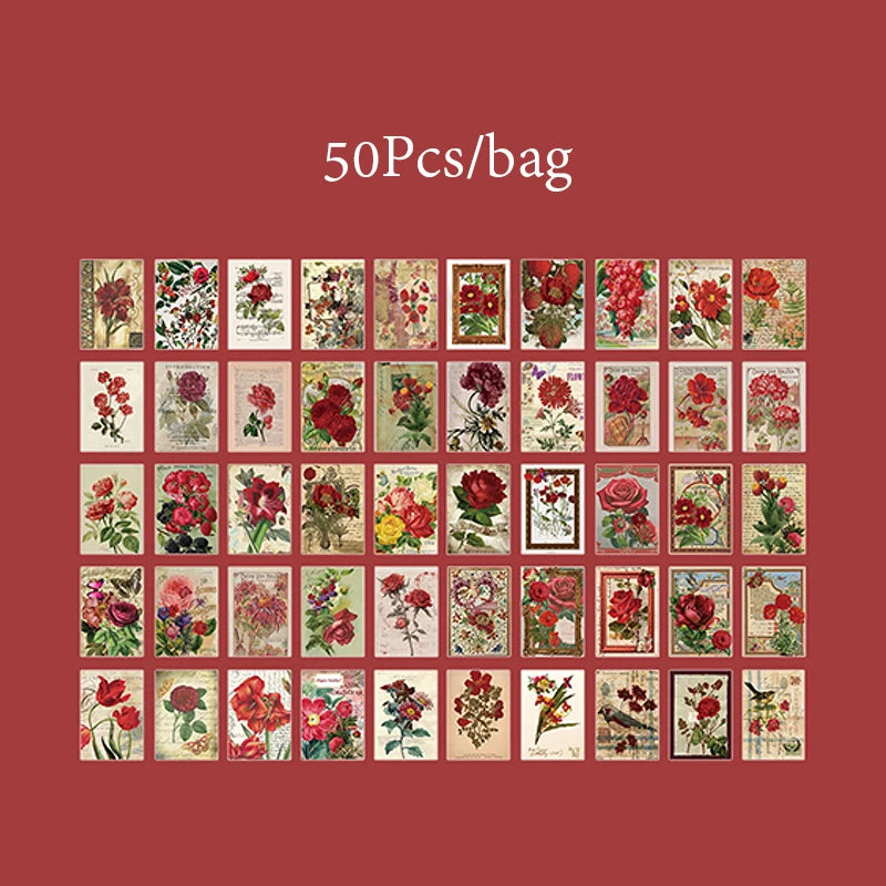 Mr. Paper, 50 Sheets/book,plant and Flower Themed Material Paper, Scrapbook, Diary, Decorative Wall Paintings,collage Card Paper