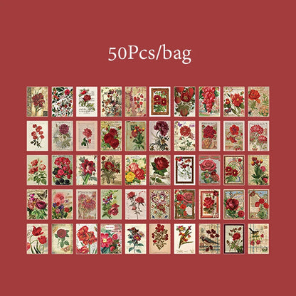 Mr. Paper, 50 Sheets/book,plant and Flower Themed Material Paper, Scrapbook, Diary, Decorative Wall Paintings,collage Card Paper
