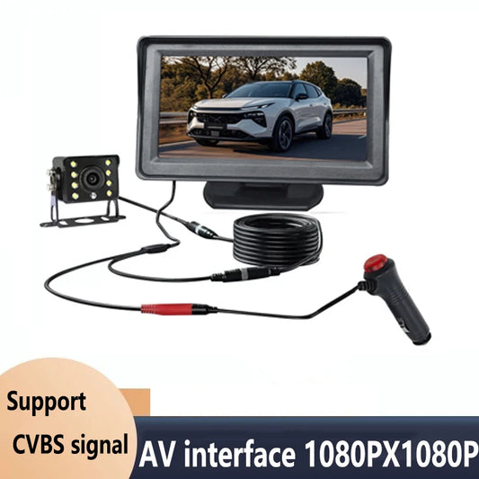 Simple installation of 4.3-inch 5-inch car monitor reversing image camera forward-looking rear-looking 12-24V universal