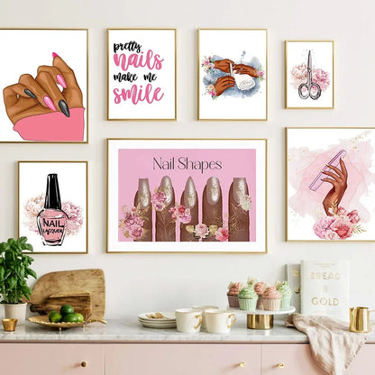 Wall Art Canvas Painting Flower Fashion Girl Lovely Hands Nail Polish Art Salon Decor Poster And Print Living Room Wall Pictures