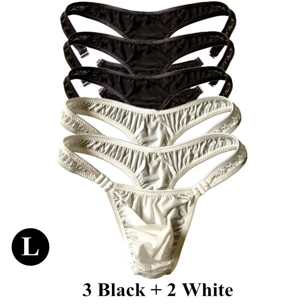 5Pcs/Set Men Sexy G-string Transparent Buckle Low Waist Thong Nylon High Quality Underwear U Pouch Cozy Underpants Fast Shipping
