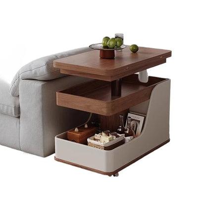 Coffee table liftable rock slab side table living room sofa side cabinet movable cart multi-function movable lifting coffee tabl
