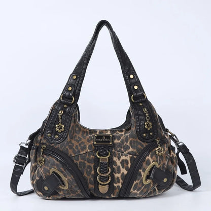 Angel Kiss Women Handbags Leopard Bag Top-handle Handbag Fashion Satchel Dumpling Pack Shoulder Bag Tote Bag Hobos Large Purse