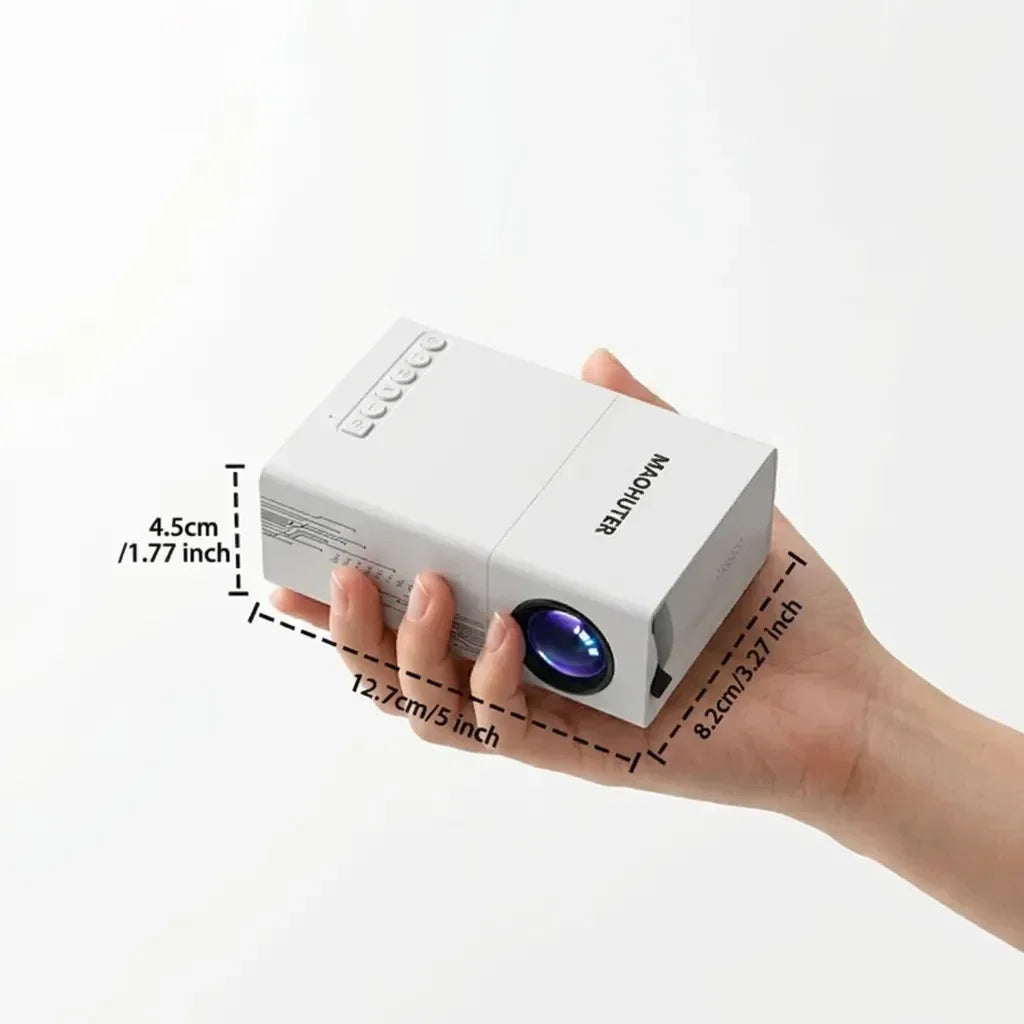 Mini Projector Supports 1080p, USB Power Supply, Outdoor Movies, High Contrast, 30-100 Inch Display, and Supports HDMI Input