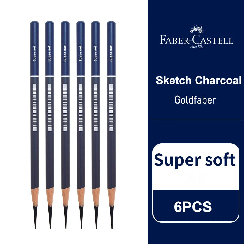 5 / 6 PCS Faber Castell Goldfaber Charcoal Graphite Sketch Set EX-Soft Medium Hard soft Pencils Drawing Sketching Shading Artist
