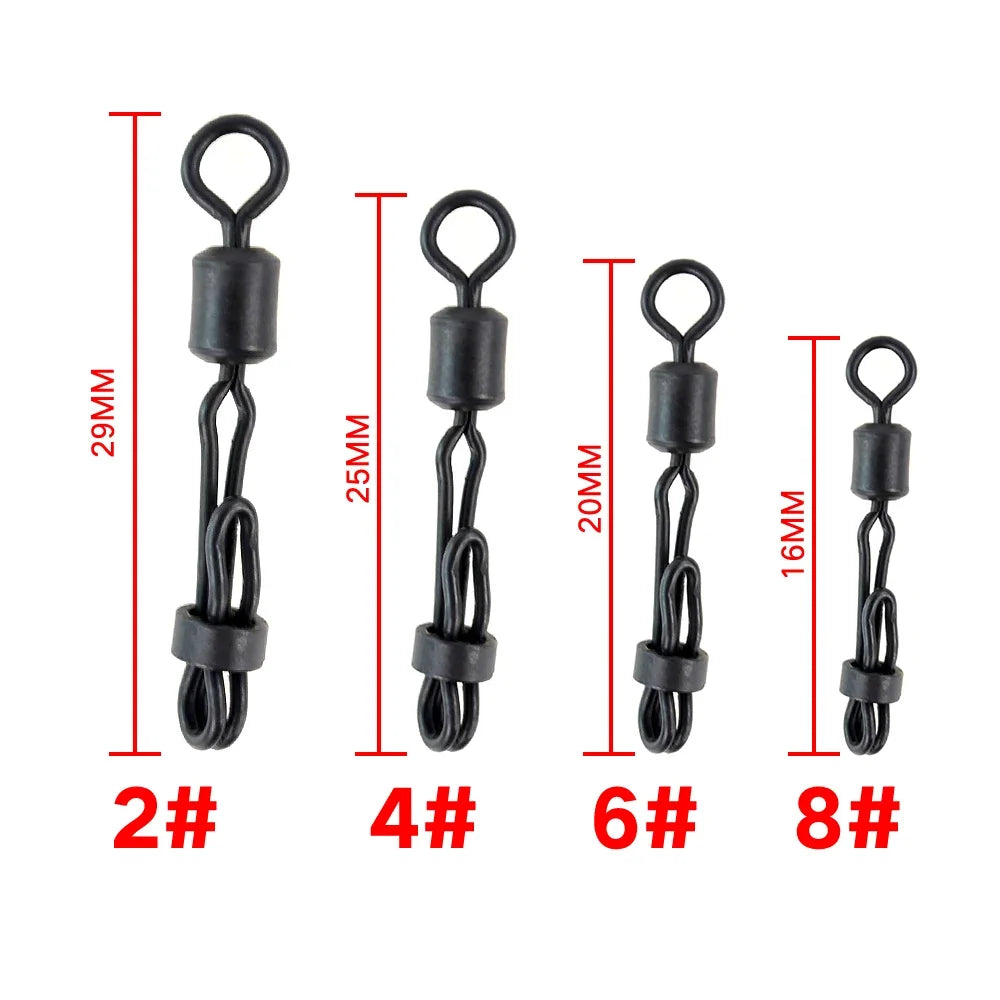Hirisi 10pcs Quick Change Swivel With Clam Lock Clip For Carp Fishing Terminal Tackle Freshwater Fishing Accessories