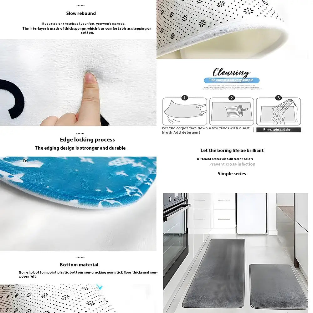 HHardcore Fashion Floor Mat Soft Flannel Absorbent Mat Non-Slip Rug Home Bedroom Bathroom