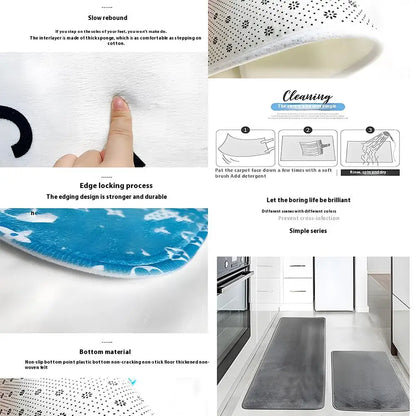 HHardcore Fashion Floor Mat Soft Flannel Absorbent Mat Non-Slip Rug Home Bedroom Bathroom