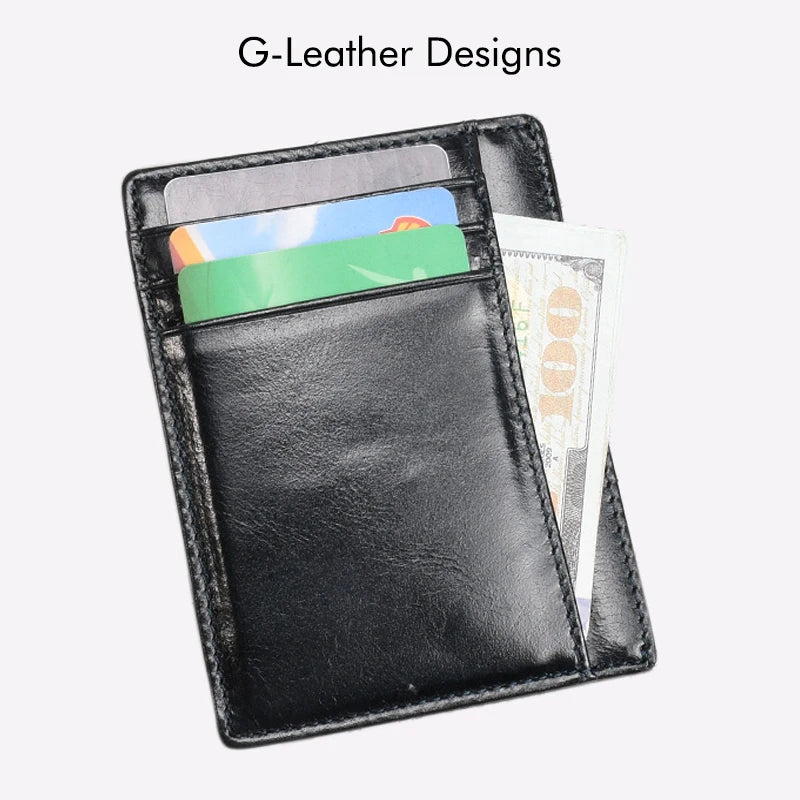 Vintage Genuine Leather Card Holder Oil Waxy Leather Credit Card Wallet Cases Unisex Slim Card Bag