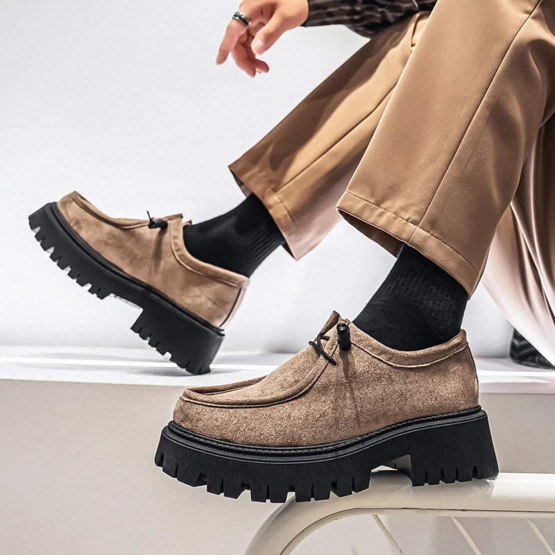 Men's Shoes 2025 Autumn New Style High-heel Thick-soled Loafers, Durable and Retro Casual Shoes, Everyday Street Trend Sneakers