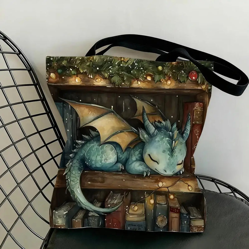 Dragon Sleeping Storage Bags Lightweight Canvas Tote Bag Large Capacity Shoulder Shopper Fashion Eco Multi-Purpose Handbag