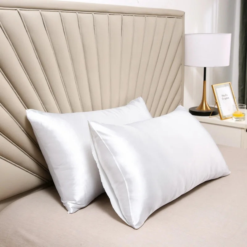 1pc Nordic Silk Pillowcase White Black Grey Khaki Blue Pink Sliver Bed Pillow Covers Luxury Cases Home Bedding Decor