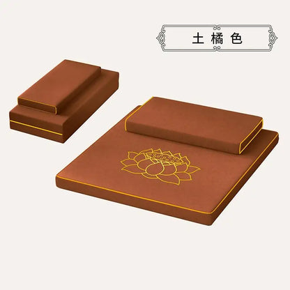 Thickened Zen Meditation Pad Coconut Fiber Embroidered Yoga Mat Home Use Sitting Cushion Yoga Mat Plant Floral Pattern