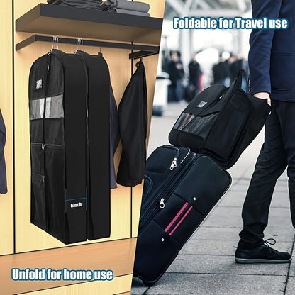 Garment Bags for Travel,Hanging Garment Bags for Men,Double Sides Zipper & Large Mesh Pockets,Monogrammed Closet Clothes Storage