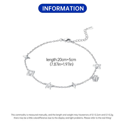 Original Anklets for Women 925 Sterling Silver Exquisite 2 Layer Zircon Chain Anklet Gold Color Ideal Summer Beach Jewelry Gift