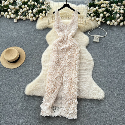 Sexy Three-dimensional Vintage korean fashion Evening Long dress pencil dress ceremony dresses women clothing