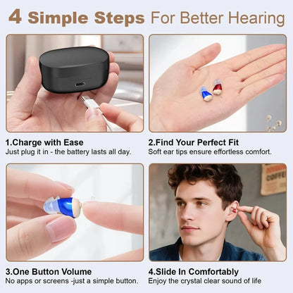 Hearing amplifiers Earbuds with Noise Reduction, Rechargeable Digital sound  Enhance Headphones, hearing aids  for adults.