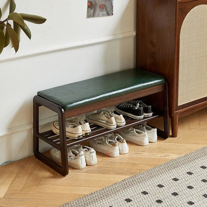 Household solid wood shoe changing stool, solid wood shoe cabinet, sponge pad, leather soft bag stool, shoe wearing stool