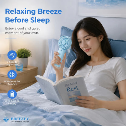 Latest Portable Fan Compact Handheld Fan - Portable, Battery-Powered Personal Cooling Device for Travel & Outdoor Use No Battery
