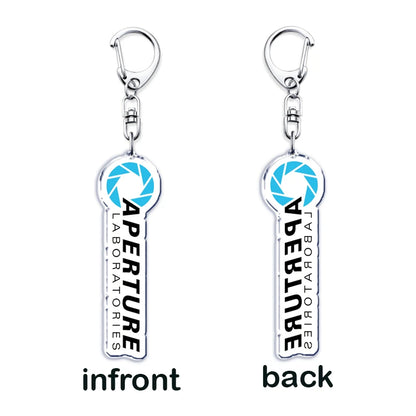 Popular Video Game Keychains for Accessories Bag Glados Aperture Laboratories Science Keyrings Jewelry Gamer Fans Gaming Gifts