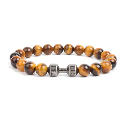 Dumbbells For Men Beads Bracelet Natural Black Volcanic Lava Stone Energy Barbell Fashion Bracelets Bangles Handmade Jewelry