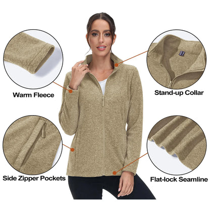 MAGCOMSEN Lightweight Women's Fleece Jackets Womens Athletic Warm Sweatshirts Casual Turtleneck Sweater Coat Sports Tops