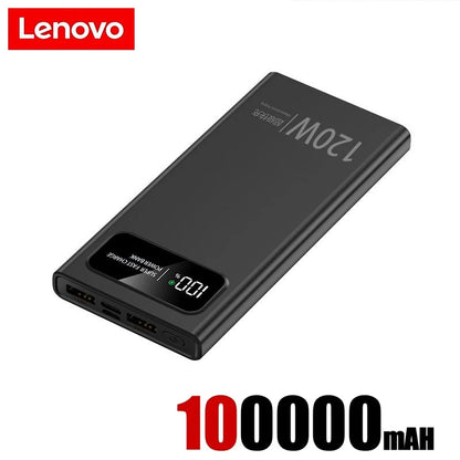 Lenovo 120W Fast Charging Power Bank 200000mAh Super Large Capacity Outdoor Powerbank With LED Digital Display For Mutly Device