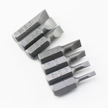 10Pcs 1/4" 25mm Slotted SL2.5-SL7 Screwdriver Bit Set Repair Tools Screwdrivers Kit Hex Shank Drill Bit For Power Household Tool