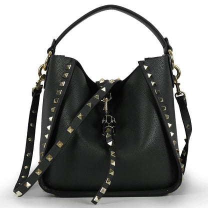 Hot Sale Women's Bucket Bag High Quality Genuine Leather Handbags Ladies Fashion Rivet Shoulder Bag Female Casual Tote 2026