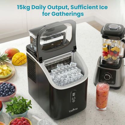 LOEFME Portable Ice Maker Machine 15kg/24h 6-13 Mins Quick Ice 16pcs Ice Cubes Countertop Ice Machine for Home Kitchen Party RV