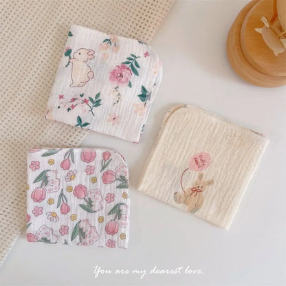 Cotton Baby Face Towel Square Infant Bib Soft Saliva Towel Floral Print Feeding Burp Cloths Children's Absorbent Handkerchief