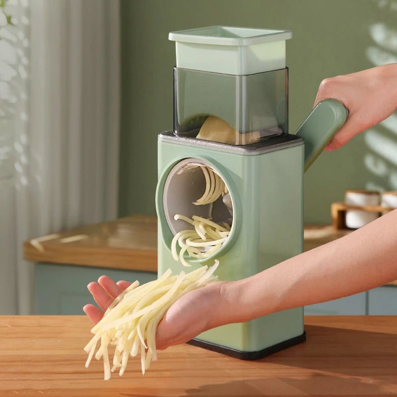 Home Multifunction Vegetable Slicer Manual Grater Vegetable Chopper 3 in 1 Round Cutter Potato Spiralizer Kitchen Accessories ﻿