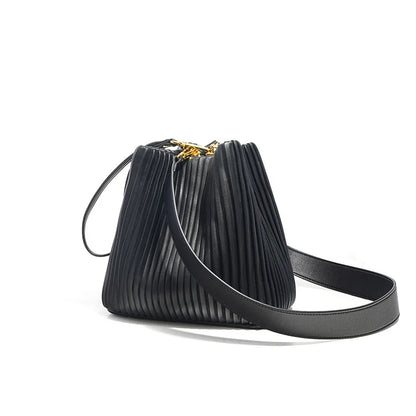 Ladies Designer Bucket Bag Solid Color Genuine Leather Handbag and Purse for Women Fashion Women's Shoulder Crossbody Bag