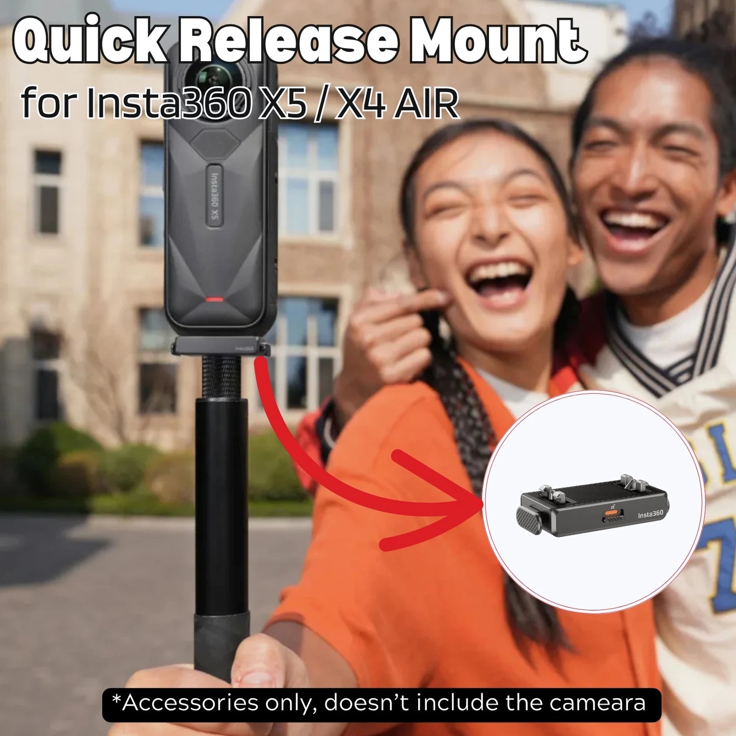 Original Insta360 X5 X4 Air Quick Release Mount 1/4" Tripod Adapter Magnetic Base 48% Thinner Invisible Action Camera Accessory