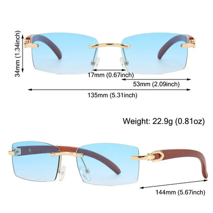 Trendy Punk Sunglasses Rimless Rectangle Sun Glasses for Men Women Fashion UV400 Driving Shades Frameless Gradient Eyewear