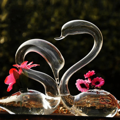 Transparent Glass Swan Shape Flower Vase Cute Glass Tabletop Vase Floral Plant Pots Terrarium Container Home Wedding Decor