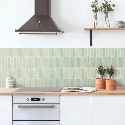 1/10pcs 3D Fish Scale Tile Sticker, Self-adhesive 3D Green Tile Backsplash for Kitchen Bathroom, Water Mold Resistant, 30x30cm