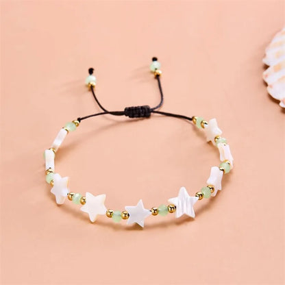 Fashion Cute Shell Heart-shaped Five-pointed Star Wax Rope Beaded Bracelet for Women Bohemia Sunmer Beach Jewelry Accessory Gift