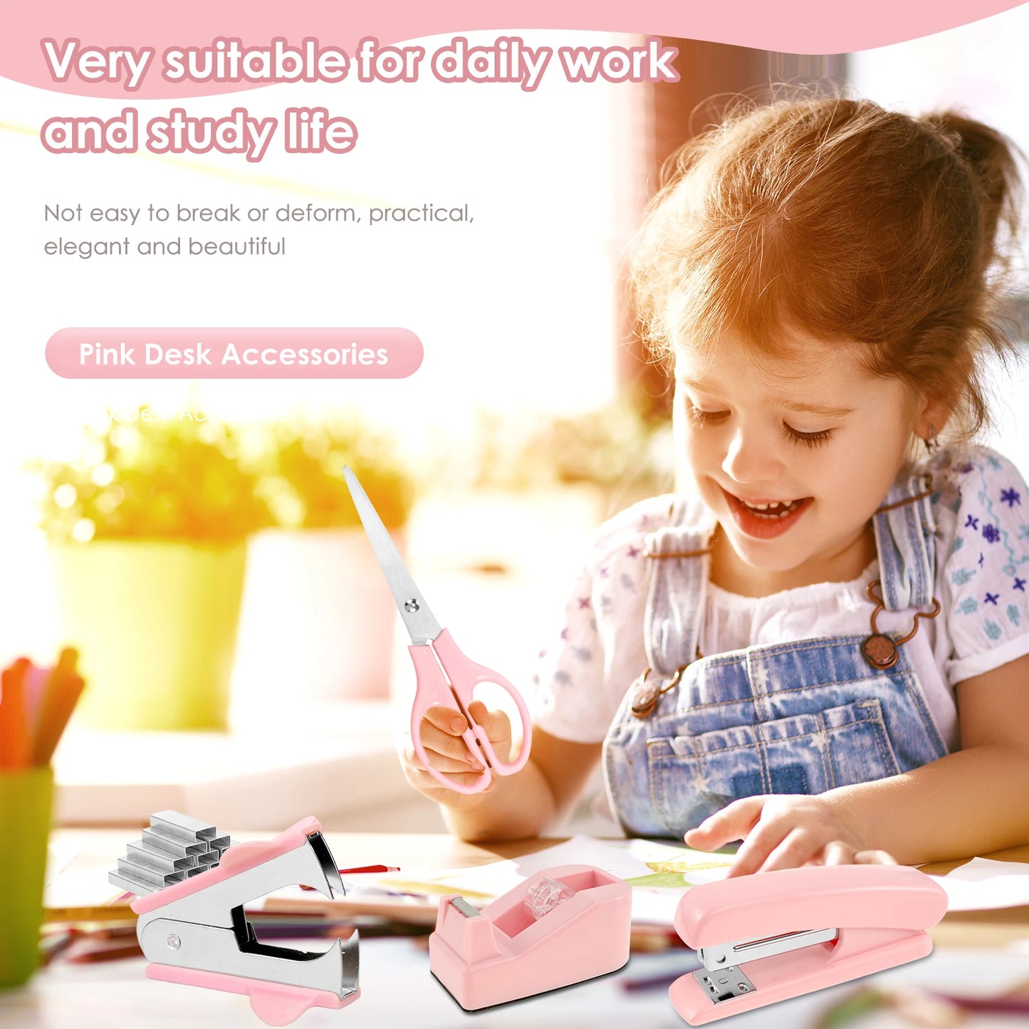 Office Supplies Set Desk Accessories Stapler Set Staple Driver Tape Holder Ruler Labels Office Scissors For Students Office Use