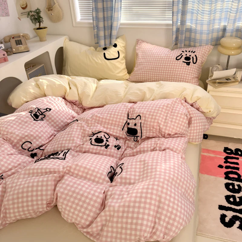 Brown Stripe Bedding Comforter Set Pillowcase bed sheet Single Full Size Bed Linen Duvet Cover Set Queen/King Double Single Bed