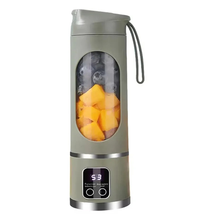 Portable USB Rechargeable Mini Blender & Juicer with Digital Display & 12-Blade System - Suitable for Travel, 3 Modes, USB- Oper