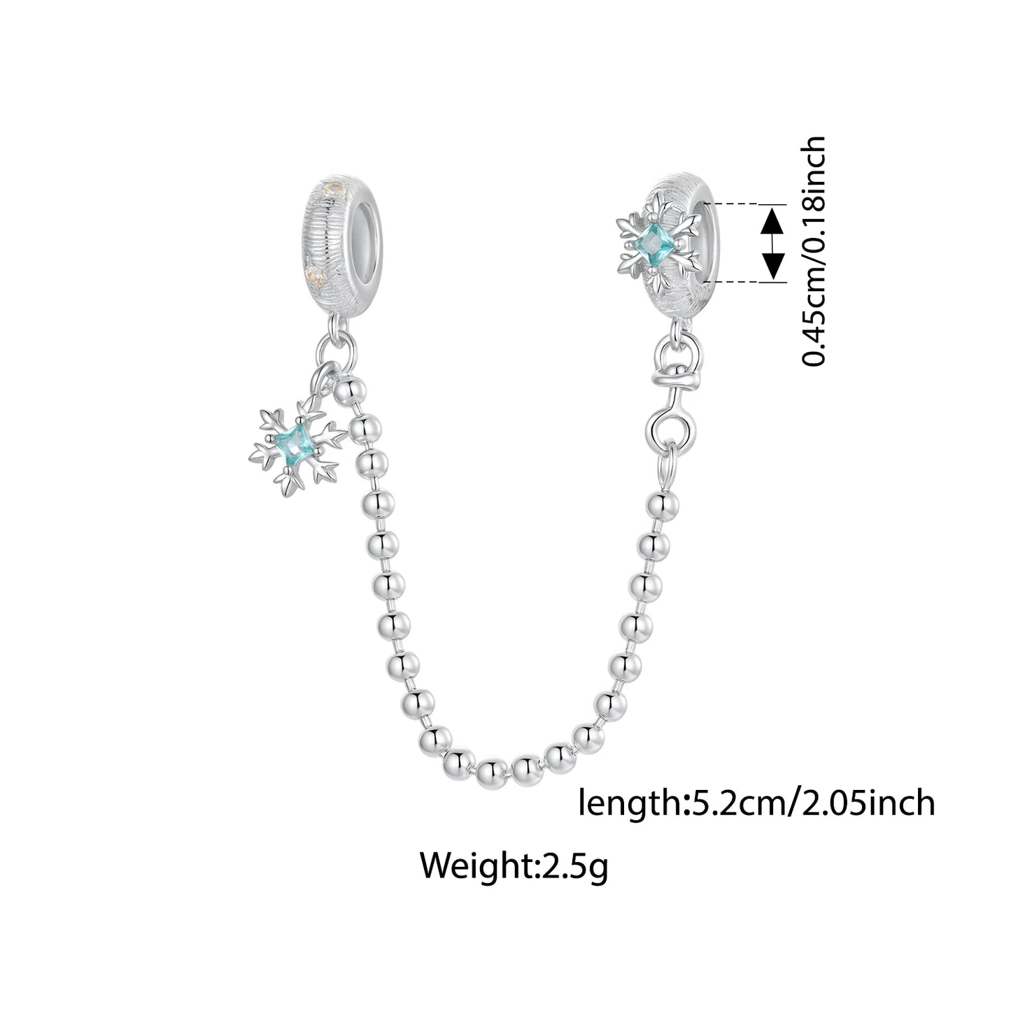 WOSTU 925 Sterling Silver Snowflake Charm Winter Snow Beads Purity Original Fit for Women Girls Necklace DIY Fine Jewelry Gift
