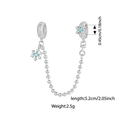 WOSTU 925 Sterling Silver Snowflake Charm Winter Snow Beads Purity Original Fit for Women Girls Necklace DIY Fine Jewelry Gift