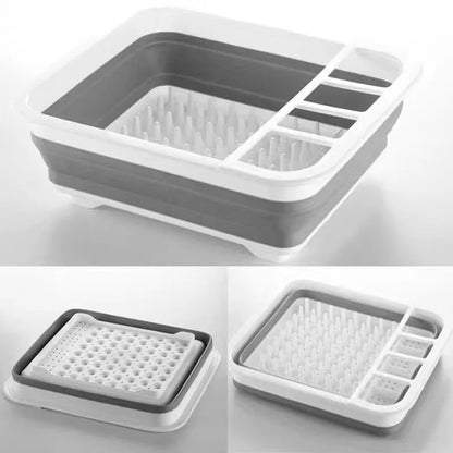 Kitchen Foldable Dish Rack With Drainer Portable Fold Drying Shelf Dish Drainer Foldable Dish Rack Bowl Plate Dish Drying Rack